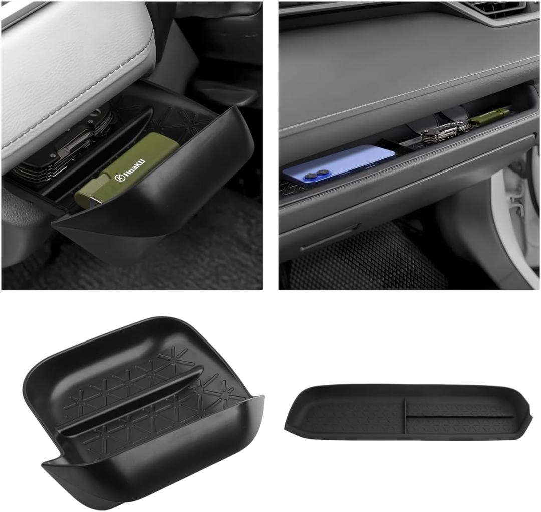 Autorder 2PCS Center Console Organizer for 2019-2025 Toyota RAV4 Accessories ABS Driver Drawer Storage Box Silicone Glove Box Organizer Center Console Insert Tray with Anti-Slip Surface
