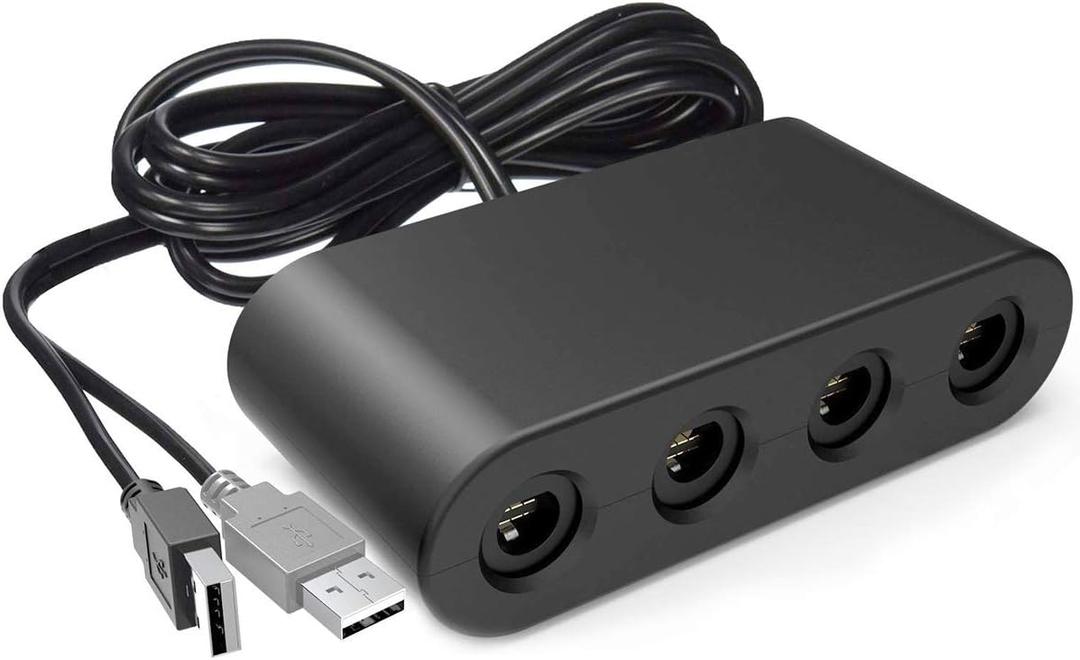 Gamecube Adapter for Nintendo Switch Gamecube Controller Adapter and Wii U and PC, Super Smash Bros Retro Gamecube Controller Adapter Support Turbo and Vibration Features with 180cm USB Cable