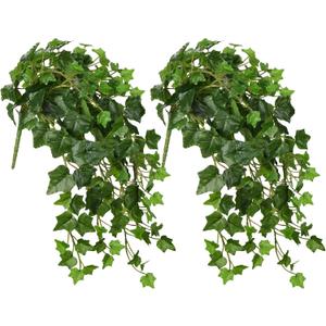 Hollyone 2pcs Artificial Hanging Plants 24" Fake Ivy Vine Faux Ivy Leaves Hanging Plant Greenery for Wall House Room Patio Indoor Outdoor Home Shelf Office Wedding Decor