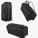 CONTAIL 86L Foldable Wheeled Duffel Backpack with Padded Quilted Bottom, Waterproof Collapsible Travel Duffle Bag with Extended Web Handles,No Telescope Handle,Black