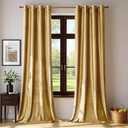 Velvet Gold Curtains 96 inch Length- Living Room Blackout Thermal Window Drapes Darkening Decor Grommet Curtains for Bedroom Set of 2 Panels