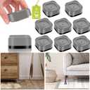 8 Pack Furniture Risers 1 Inch, Adjustable Bed Risers Heavy Duty for Table Desk Couch Chair Sofa Cabinet Bed Legs Dorm, Square Stackable Bed Raisers Blocks Lift Height 1", 2" or 3", Black (Grey)