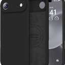 Vooii Magnetic for iPhone Air Case, Compatible with Magsafe (Premium Liquid Silicone) (Integrated Camera Control Button) Anti-Scratch Microfiber Lining for iPhone 17 Air 6.5 inch, Black