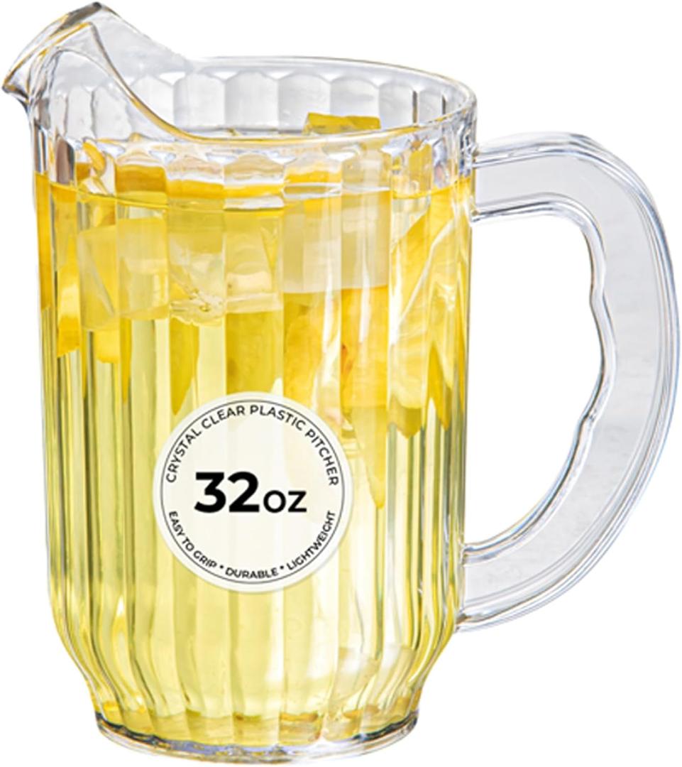 Restaurantware-RW Base 32 Ounce Mini Beer Pitcher, 1 Durable Restaurant Pitcher - Hard Plastic, Serve Soda, Lemonade, Juice, Or Sangria, Clear Plastic Water Glass, For Bars, Parties, Or Homes,