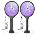 YISSVIC Electric Fly Swatter 4000V Bug Zapper Racket Dual Modes Mosquito Killer with Purple Mosquito Light Rechargeable for Indoor Home Office Backyard Patio Camping (Black-1 Pack)