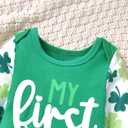 Baby Girl Romper Outfit Newborn Ruffle Button One-Piece Jumpsuit Playsuit With Headband (Green)