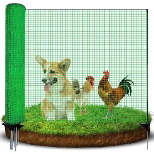 Temporary Fence with Posts, 4'x50' Plastic Fencing Garden Fence Animals Barrier with Fiberglass Stake Windbreak Rope, Portable Snow Fences, Fencing for Dogs Outdoors Backyard (Green)