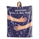 Wajade Get Well Gifts for Women Men After Surgery Hug Inspirational Blanket for Woman Thinking of You Gifts Healing Blanket Cancer Care Sympathy Gifts for Women Men Navy Blue Hug 50"x60"