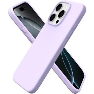 ORNARTO Compatible with iPhone 16 Pro Case 6.3", Slim Liquid Silicone 3 Layers Soft Gel Rubber Shockproof Protective Cover with Anti-Scratch Microfiber Lining-Pastel Lilac