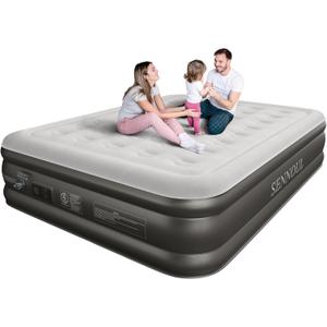 Air Mattress Queen with Built in Pump - Upgraded Blow Up Bed,2 Mins Quick Self Inflatable and Deflate, 18"/650lbs Max, Strong Support, Flocked Top, Puncture Resistant, for Camping,Home,Guests