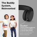 LilGadgets Connect+ Foldable Headphones, Adjustable Fit Soft Touch Padding for Kids with Mic, Volume-Limited & Noise Reduction On-Ear Wired Headset for School with SharePort - Black, Ages 3-14