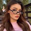 GUVIVI Retro Oval Sunglasses for Women Chic Cat Eye 90s Sunnies Lightweight Narrow Shades Trendy UV protection Sun Glasses