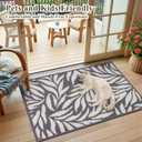 Ileading Indoor Door Mat 2x3ft, Absorbent Dog Muddy Paws Mats, Low-Profile Leaves Entrance Runner Carpet with Non-Slip Rubber Backing, Washable Inside Welcome Mat for Hallway,Entryway,Kitchen(Grey)
