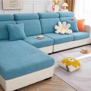 Couch Cushion Covers, Sofa Covers Couch Cover for Sectional Sofa, Sofa Hero Covers for Couch Protect, Soothing Home Sofa Covers Washable Stretch Slipcovers (Ocean Blue,Large Single Seat Cover)
