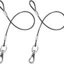 Chew Proof Dog Leash - 2Pack Metal Cable Lead,No Tangle Multiple Dog Leashes for Dogs- Heavy Duty Leash Extender for Collars & Harnesses(2 Pack Black, 20in/50cm)