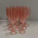 Plastic Champagne Flutes Champagne Glasses Unbreakable Wedding Toasting Glasses Reusable Diamond Wine Glasses Crystal Clear Party Wine Cups Vintage Drinking Glasses 5.5 OZ for Wedding (12, Pink)