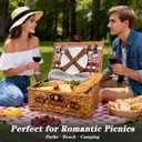Picnic Basket for 2 - Picnic Basket with Cutlery Kit and Glasses, Insulated Picnic Set with Waterproof Liner, Portable Wicker Picnic Baskets with Lid and Handle for Outdoor, Picnic, Camping, Holidays