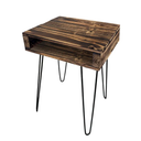 Pallet Night Stand - Pine Wood Night Stand, Reclaimed Wood Side Table | Rustic Farmhouse Style Nightstand, Industrial Night Stand, Solid Nightstand, Reclaimed Pallet End Table with Charred Finish