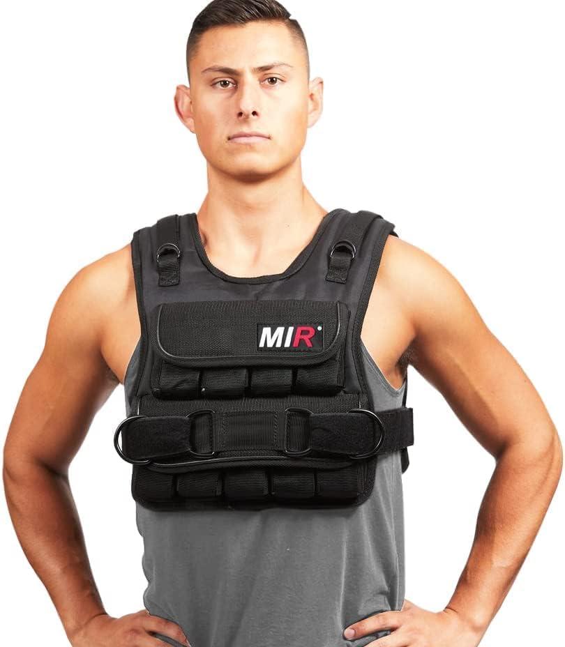 MiR Short Weighted Vest With Zipper Option 20lbs Solid Iron Weights. Workout Vest for Men and Women., Standard