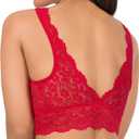 Smart & Sexy womens Signature Lace Deep V Neck Wireless Bralette, Bralettes for Women With Support, Bralettes and Bralette Pack (Red, L)