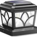 SIEDiNLAR Solar Post Cap Lights Outdoor 4 Modes 40 LEDs Aluminum Glass Fence Post Light for 4x4 5x5 6x6 Wooden Vinyl Posts Deck Patio Decor, Warm White & Cool White Dynamic Lighting Black (1 Pack)