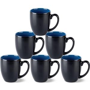 GBhome 12oz Coffee Mugs Set of 6, Large Ceramic Coffee Mugs for Man, Woman, Dad, Mom, Modern Coffee Mugs Set with handle for Tea/Latte/Cappuccino/Milk/Cocoa. Dishwasher&Microwave Safe,Blue