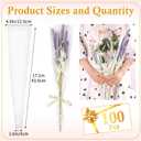 cridoz 100 Pcs Single Rose Sleeve with 100 Pcs Floral Water Tubes for Bouquets, Single Flower Sleeve Flower Wrapping Bags Flower Water Tubes for Mother's Day Graduation Party (Transparent)
