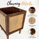 Autumn Alley Rustic Boho Large Indoor Planter - Rattan Planter Boxes Outdoor Set of 2 Wooden Indoor or Outdoor Plant Box Stands Decorative Square Woven Rattan Flower Pots for Home & Office