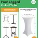 KeyWave Cocktail High Top Table Covers - 32x43 Inch Fitted Spandex Round Cocktail Tablecloth for Bar Height Standing Table Cloths Reusable, for Party Wedding Banquet Event Decorations, White, 6 Pack