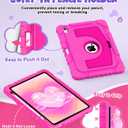 OKP Case for iPad A16 11th Generation 11 inch 2025/ 10th Generation 10.9 inch 2022, Shockproof Rugged Heavy Duty 11/10 th Gen i Pad Protective Cover with Pencil Holder/Kickstand, Hot Pink