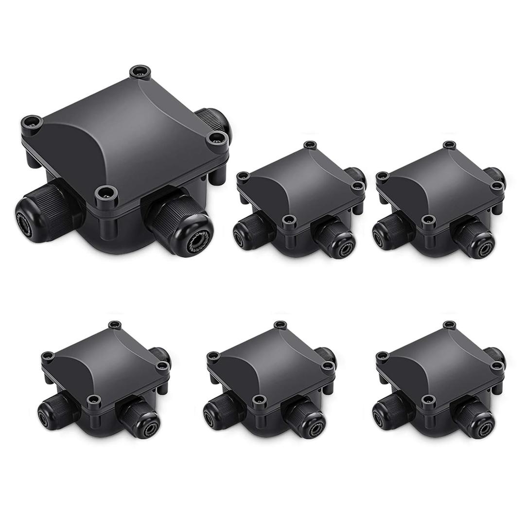 Waterproof Junction Box, IP68, 3-Way Outdoor Cable Connectors,Outdoor/External Electrical Light Junction Box  6mm-10.2mm (6 Pack)
