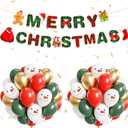 30pcs Christmas Decorations Including MERRY CHRISTMAS Banner, 12inch White Snowman and Red Green Gold Xmas Balloons Decor for Outdoor Indoor