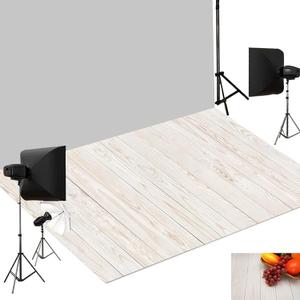 Kate White Wood Rubber Photography Floor Mat, Non-Slip Anti-Glare Photo Studio Floor Backdrop, Foldable Light Wood Grain Mat for Product & Portrait Photoshoot 5x4ft