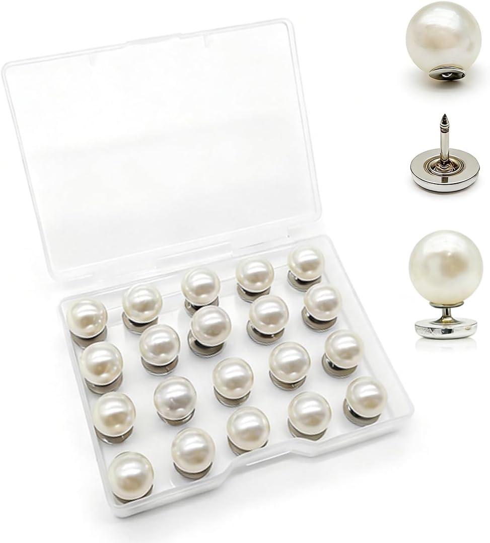 4 x 20PCS 10mm No Sew Pearl Buttons for Clothes,White Pearl Brooch Button Pins for Women,Removable Decorative Buttons for Blouses, Dresses & Sweaters,DIY Fashion Accessories