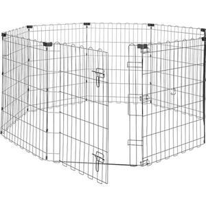 Amazon Basics Foldable Octagonal Metal Exercise Dog Playpen - Indoor/Outdoor, Single Door, Small (8 Panels, 24 x 30), Easy to assemble and store, 30" - Small, , Black
