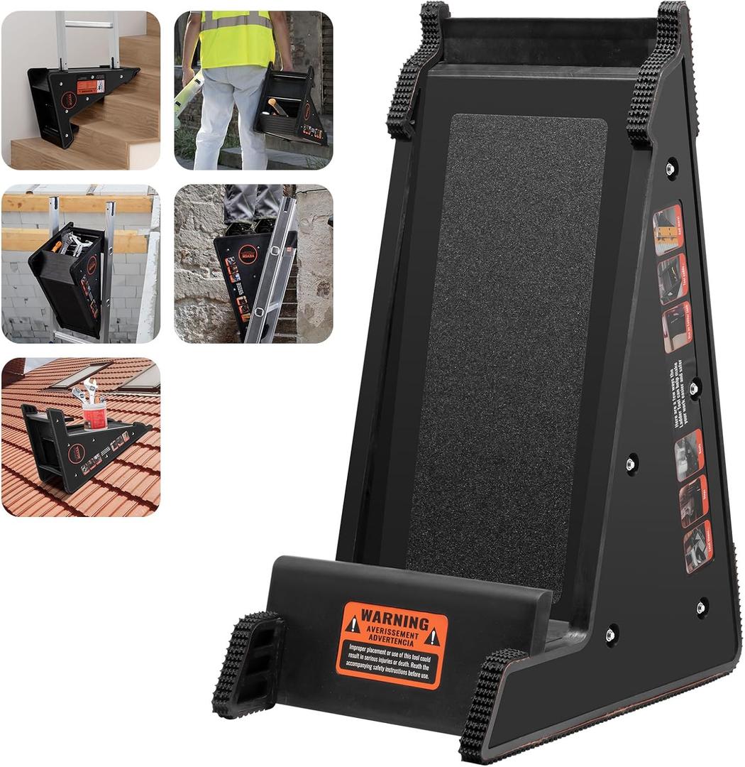VEVOR Ladder Levler, 380lbs Load PP Ladder Leveling Tool, Pitch Hopper, Stair Ladder Stabilizer with Storage, Easy to Use Stable Platform for All Surfaces, Extension Ladder Accessory for Uneven Ground