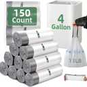 4 Gallon Small Trash Bags 150 Counts Trash Bag Extra Strong Drawstring Small Garbage Bag Clear Trash Bags for Bathroom Bedroom Office Kitchen Trash Can