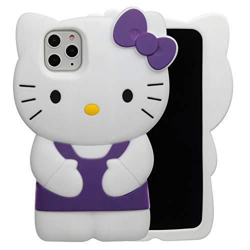 MONEHOYSY Cartoon Case for iPhone 16 Pro 6.3" 2024, Fashion Cute 3D Cute Kitty Kawaii Soft Silicone Animal tective Gel Shockof Gel Back Cover for Kids Women Girls Boys (Purple)
