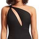 Seafolly Womens One Shoulder Cut Out One Piece Swimsuit 10