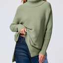 ANRABESS Women's Oversized Turtleneck Batwing Sleeve Spilt Casual Loose Knit Tunic Pullover Sweater Tops 2025 Fall Outfits (Gray, XS)