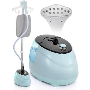 BEAMNOVA Steamer for Clothes Standing Garment Steamer Clothing Steam Iron with Ironing Board Wrinkle Remover 1.8L(61oz) Water Container, 10 Settings For Home and Commercial Use, Blue