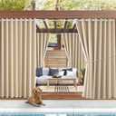 Outdoor Patio Curtain Waterproof Darkening Thermal Insulated Indoor Curtains for Bedroom, Porch, Living Room, Pergola, Cabana, W105 x L120 Extra Wide Room Divider, Beige, Set of 2 Panels