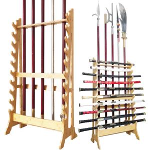 Katana Sword Stand | Vertical Sword Stand Display 10-Layer Samurai Sword Holder Wooden Display Stands Large Multilayer Swords Rack Floor Standing Lightsaber Martial Arts Anime Shelves Sword Hangers