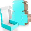 Gersoniel 100 Pcs Small Shipping Boxes 6 x 6 x 2 Inches Christmas Gift Shipping Corrugated Cardboard Mailing Boxes for Small Business Cardboard Corrugated Mailer for Packing(Light Blue)