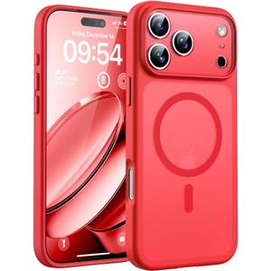 TOCOL for iPhone 17 Pro Max Case, Full Camera Protection, Builtin Magnetic Ring, Compatible with Magsafe Charger, Translucent Matte Phone Case for iPhone 17 ProMax 6.9 inch (Red)