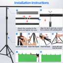 HEMMOTOP 7x5 ft(HxW) Green Screen Stand Kit, 6.5x5 ft Green Screen Backdrop with Stand for Streaming, Gaming, Zoom, Portable Greenscreen Background Kit with Clips & Carrying Case