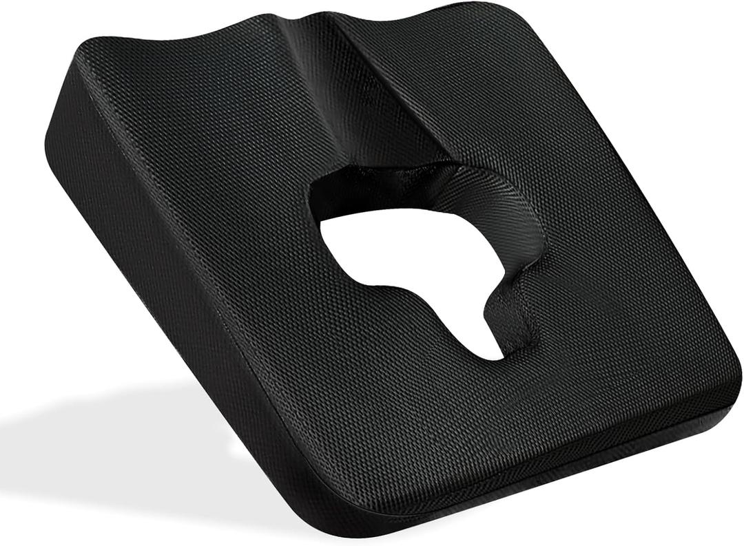 Bed Sore Cushions for Butt, Anti Bedsore Cushion, Breathe Freely Fiber T Shaped Opening Triangular Slope Design for Elderly, Bedridden, Disabled (with Black Cover)