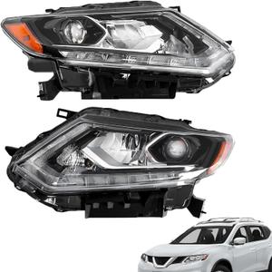 Replacement for Rogue 2014 2015 2016 Headlight Assembly Projector w/DRL Left and Right Side Pair