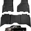 Floor Mats Compatible with 2013-2018 Dodge Ram 1500/2500/3500 Crew Cab / 2019-2024 Ram 1500 Classic Crew Cab (NOT Fit New Body Style), TPE All Weather 1st & 2nd Row Floor Liners, 3pcs Black