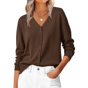 ZESICA Women's Fall Long Sleeve Wool Blend Lightweight Cardigan Sweaters | Button, V Neck, Casual Open Front Soft Sweaters, Solid Color Daily Knitwear, Work Business, 2026 Fashion Trendy Clothes Large